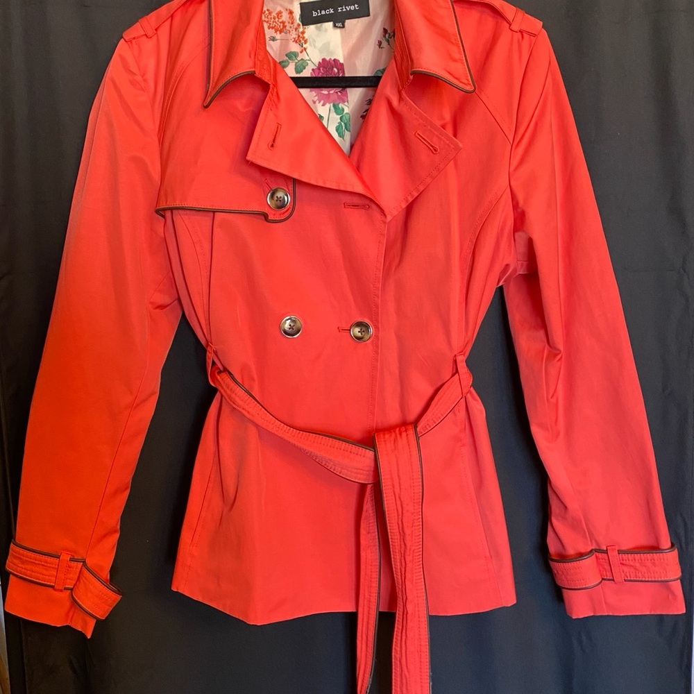 Black Rivet Women's Salmon Double-Breasted Trench Coat